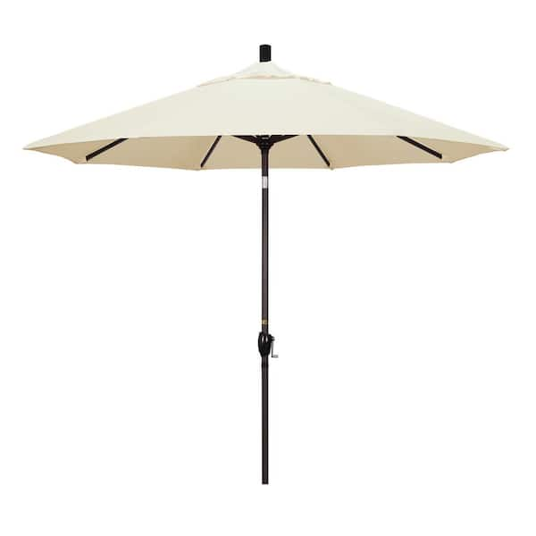 California Umbrella 9 ft. Aluminum Push Tilt Patio Umbrella in Canvas ...