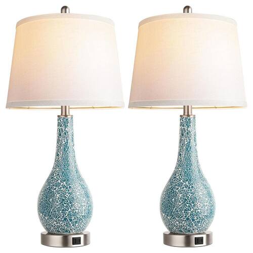 26 Blue Table Lamps for Bedroom (Set of 2), Modern Bedside