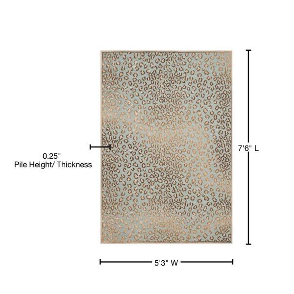 SAFAVIEH Paradise Stone/Aqua 5 ft. x 8 ft. Animal Print Area Rug