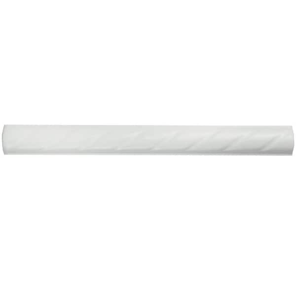 Merola Tile White Rope Pencil 1 in. x 9-3/4 in. Glossy Ceramic Wall Tile Trim