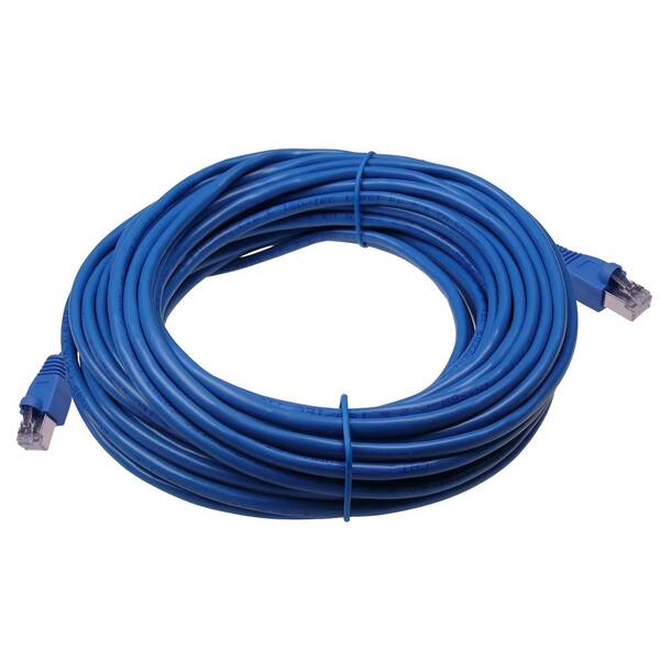 Ntw 50' Cat6a Snagless Shielded (STP) RJ45 Ethernet Network Patch Cable - Blue EZ282191