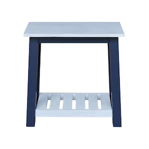 Surrey Blue/Chalk 24 in. H Solid Wood Accent Table