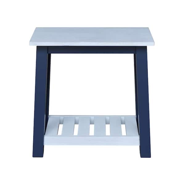 International Concepts Surrey Blue/Chalk 24 in. H Solid Wood Accent Table