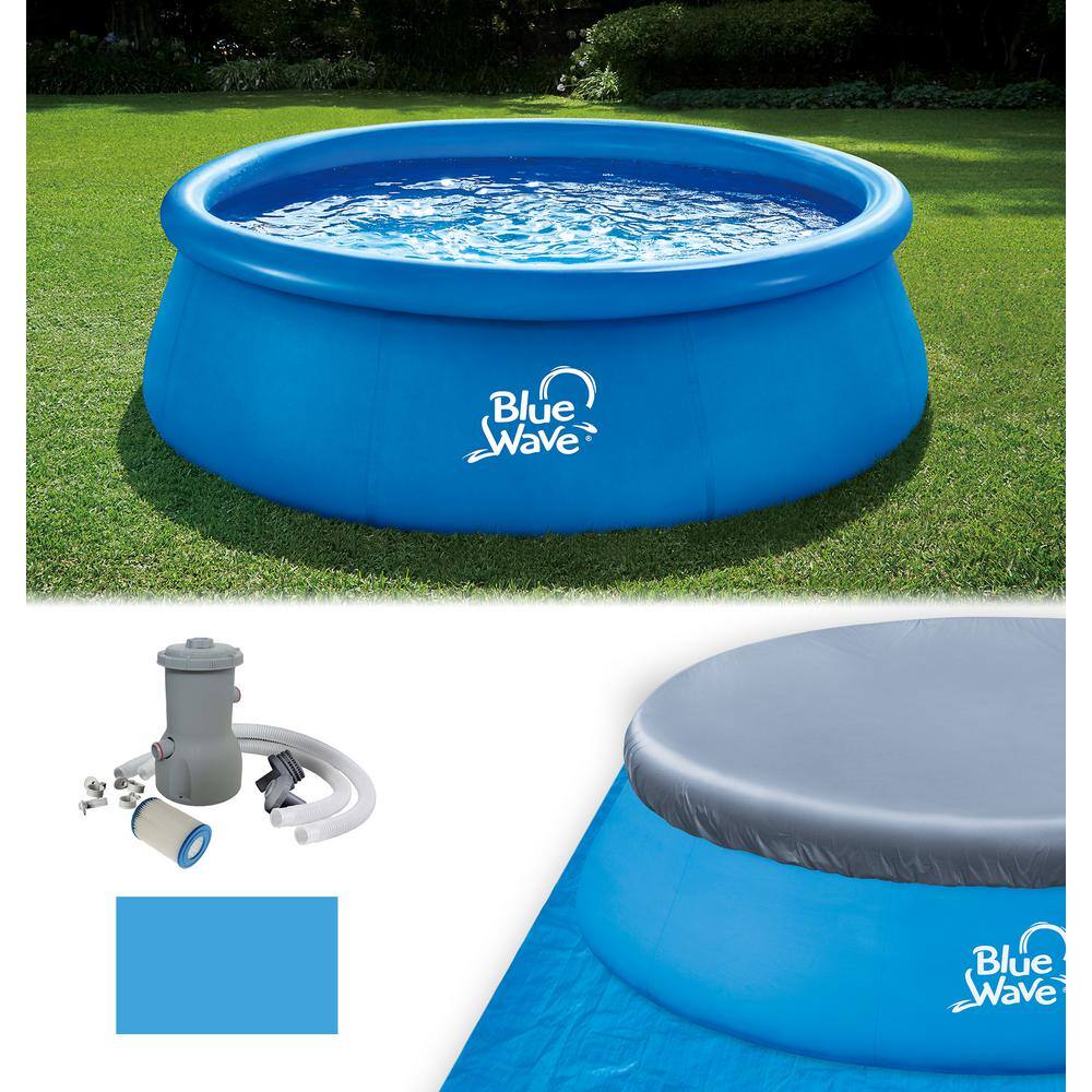 Blue Wave 9ft Round Inflatable Family Pool with Cover