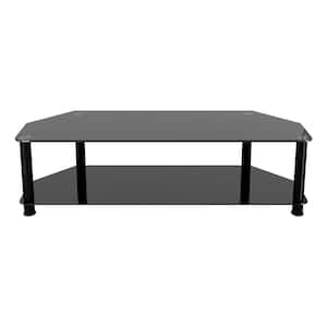 SDC1400BB–A TV Stand TVs UP TO 65–inch, Black Glass, Black Legs