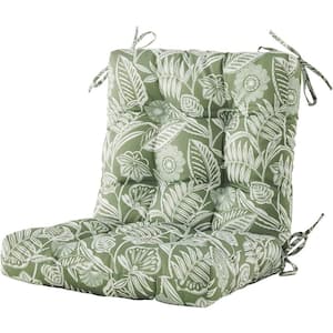 40 in. x 20 in. Tufted Outdoor Cushion Seat and Back, Chair Cushion, Floral Patio Furniture Cushion with Tie (1-Pack)