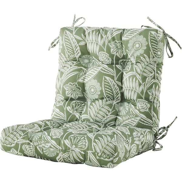 Cubilan 40 in. x 20 in. Tufted Outdoor Cushion Seat and Back, Chair Cushion, Floral Patio Furniture Cushion with Tie (1-Pack)
