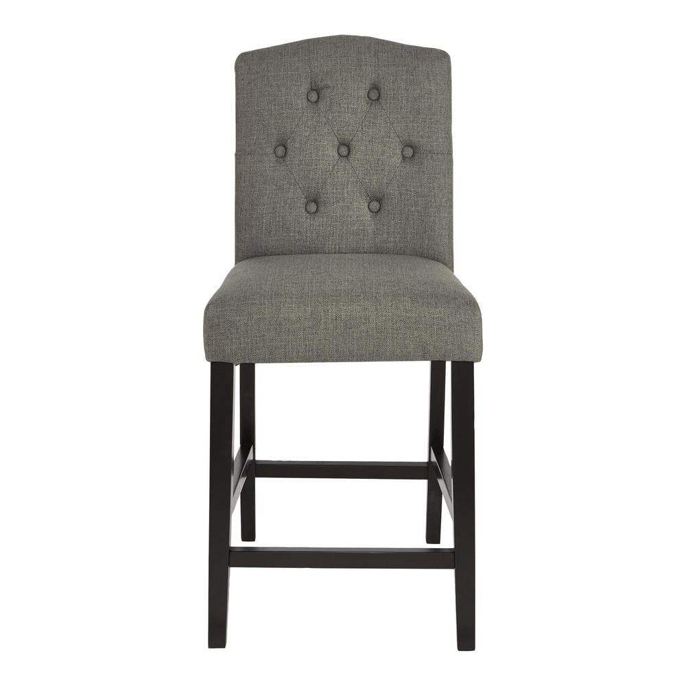 StyleWell Beckridge Charcoal Gray Upholstered Counter Stool with Tufted Back (1 piece)