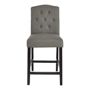Beckridge Ebony Wood Upholstered Counter Stool with Back and Charcoal Seat (1 piece) (40 in. H x 18 in. W)