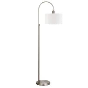 Classic Home Depot Coordinates, Glass ARTIVA Steel, Lamp in. LED9478FSN Hammered with Torchiere Brushed Floor Dimmable The 71 - Shades, LED