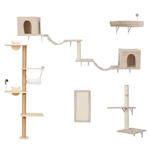 7-Pieces Wall-mounted Cat Tree with Hammock