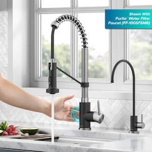 Bolden Single Handle Touchless Sensor Pull Down Kitchen Faucet in Spot-Free Stainless Steel/Matte Black