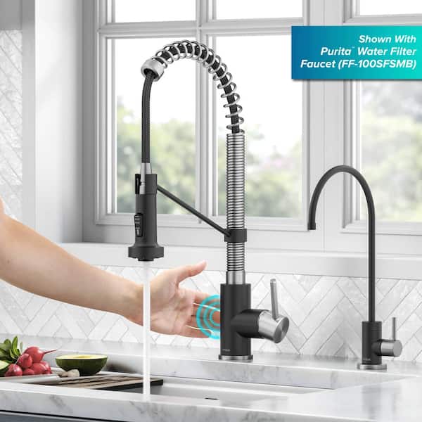 Bolden Single Handle Touchless Sensor Pull Down Kitchen Faucet in Spot-Free Stainless Steel/Matte Black
