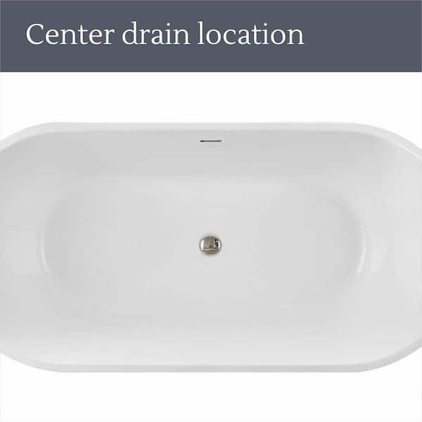 Enigma 47 in. x 27 in. Freestanding Acrylic Soaking Bathtub with Center Drain in Brushed Nickel