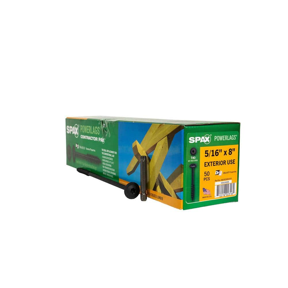 5/16 in. x 8 in. Exterior Washer Head Structural Wood Lag Screws Powerlags Torx T-Star (50 Each) Bit Included price history on PriceWatchPro