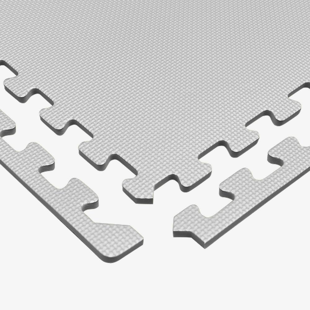 White EVA Foam Interlocking Gym Floor Tiles, 24 x 24 Inch