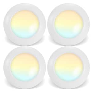 4 in. 90CRI 2700K-5000K 5CCT Selectable LED and Dimmable Integrated LED Flush Mount Ceiling Disk Light (4-Pack)