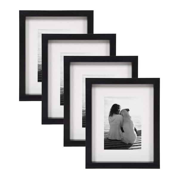DesignOvation MacIntyre 8 in. x 10 in. Matted to 5 in. x 7 in. Black Picture Frame (Set of 4)