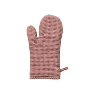Woven Linen and Cotton Blush Pink Waffle Oven Mitt