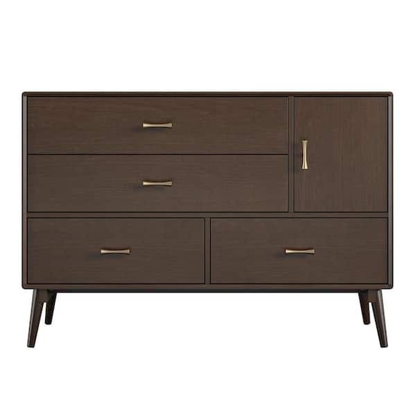 Novogratz Brittany 4 Drawer Walnut Dresser
