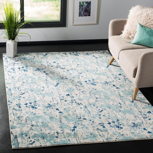 Evoke Ivory/Blue 9 ft. x 12 ft. Abstract Area Rug