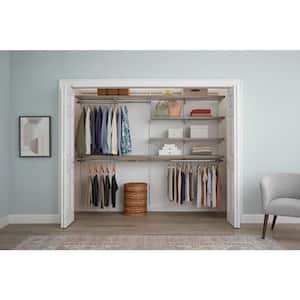 Genevieve 8 ft. Gray Adjustable Closet Organizer Double and Short Hanging Rods with 8 Shelves