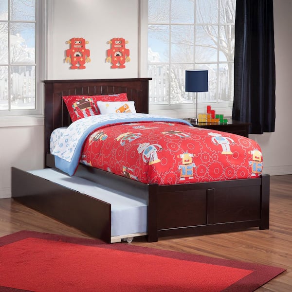 AFI Nantucket Twin Extra Long Bed with Footboard and Twin Extra Long Trundle in Espresso