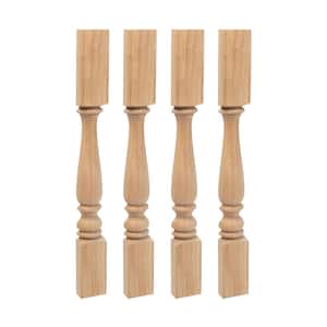 35.25 in. x 3.75 in. Unfinished Solid North American Hardwood Plain Half Round Kitchen Island Leg (4-Pack)