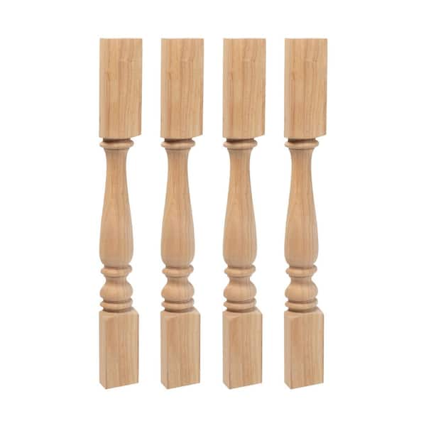 American Pro Decor 35.25 in. x 3.75 in. Unfinished Solid North American Hardwood Plain Half Round Kitchen Island Leg (4-Pack)