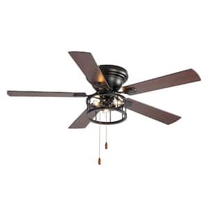 Broderick 52 in. Indoor Black Hugger Ceiling Fan with Light Kit and Pull Chain Included