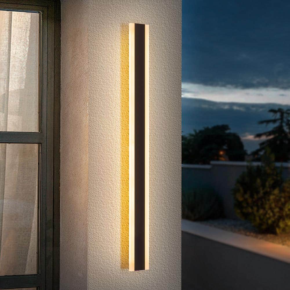 Sue 40 in. Black 24W Linear Strip Outdoor Light Hardwired IP65 Integrated LED Waterproof Wall Lantern Sconce - 3.5 in. W price history on PriceWatchPro