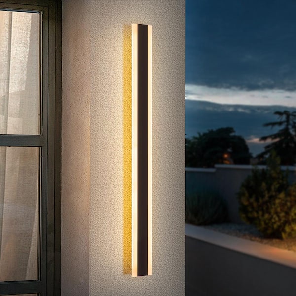 RRTYO Sue 40 in. Black 24W Linear Strip Outdoor Light Hardwired IP65 Integrated LED Waterproof Wall Lantern Sconce - 3.5 in. W