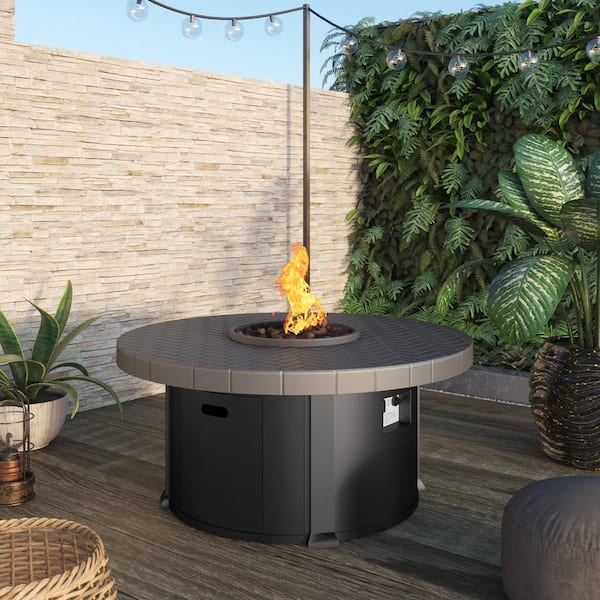 TK CLASSICS 48 in. Round Propane Fire Pit with Protective Cover