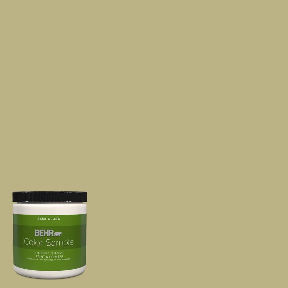 BEHR PREMIUM PLUS 8 oz. #390F-5 Ryegrass Semi-Gloss Interior/Exterior ...