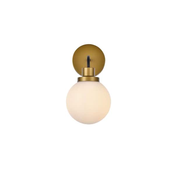 Unbranded Home Living 6 in. 1-Light Brass Vanity Light with Glass Shade