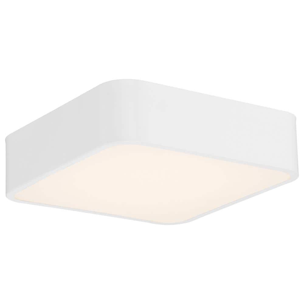 Granada Sleek White Glass 12" LED Flush Mount Ceiling Light