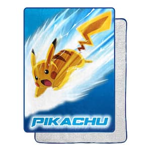 Pokemon, Pikachu Bolt Oversized Silk Touch Sherpa Throw Blanket