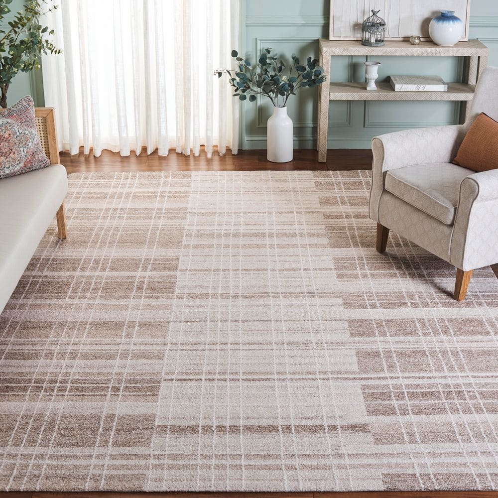 Metro 6 ft. x 9 ft. Beige/Ivory Minimalist Plaid Area Rug price history on PriceWatchPro