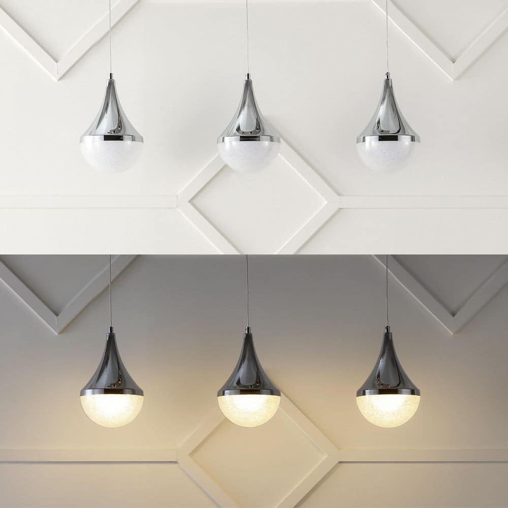 Elyse Chrome Teardrop 33" LED Linear Island Pendant