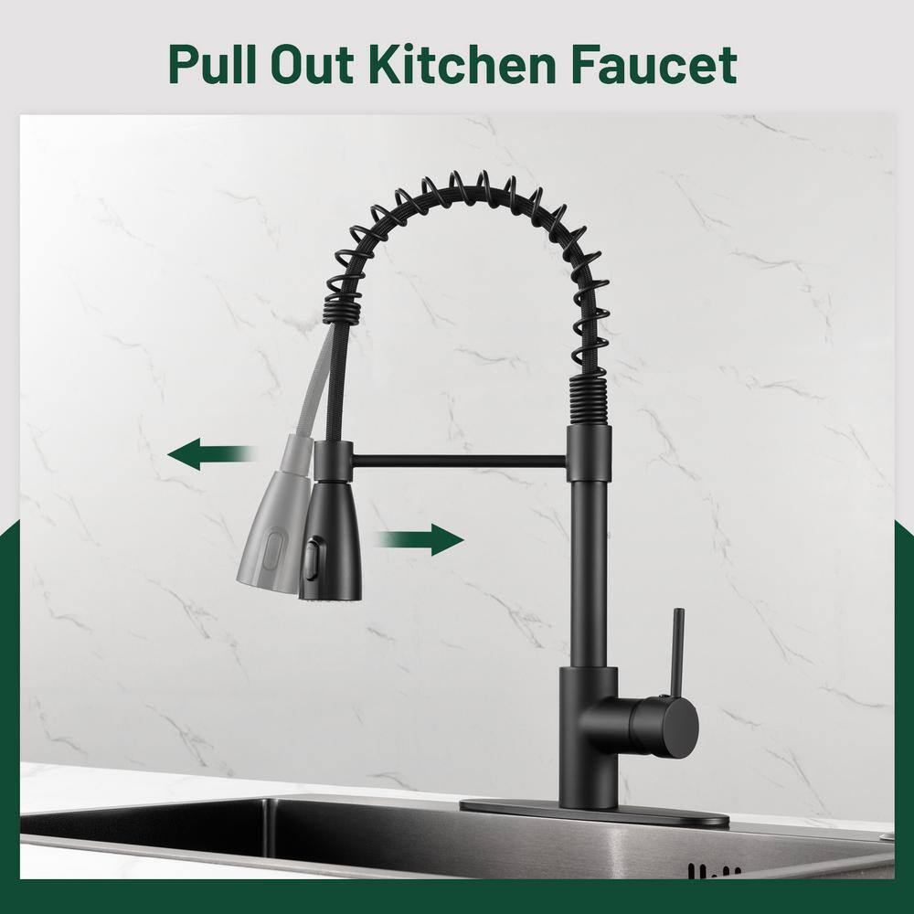 Matte Black Touchless High-Arc Kitchen Faucet with Pull-Out Spray