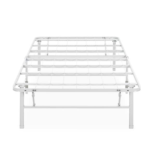 Zinus SmartBase Tool-Free Assembly White Narrow Twin Metal Bed 