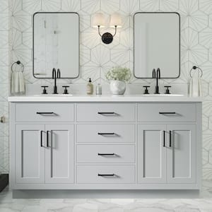 Hepburn 66 in. W x 21.5 in. D x 34.5 in. H Double Sinks Freestanding Bath Vanity Cabinet Without Top in Grey