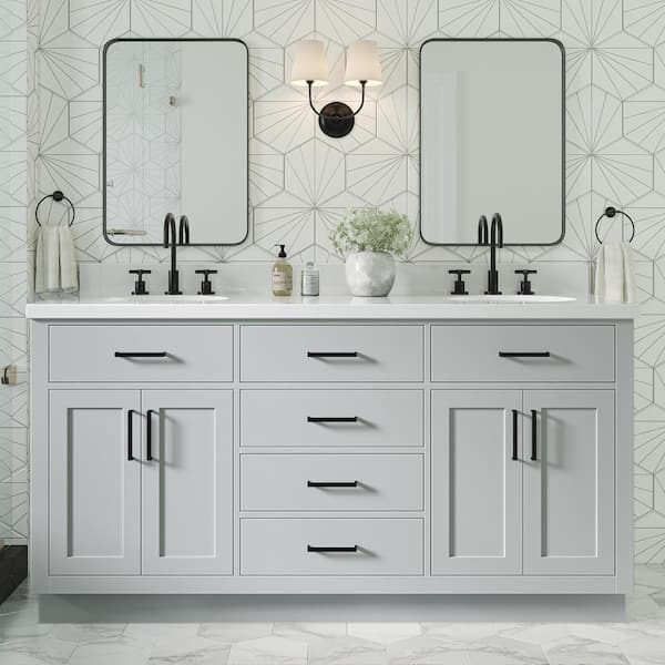 ARIEL Hepburn 66 in. W x 21.5 in. D x 34.5 in. H Double Sinks Freestanding  Bath Vanity Cabinet Without Top in Grey T066D-BC-GRY - The Home Depot