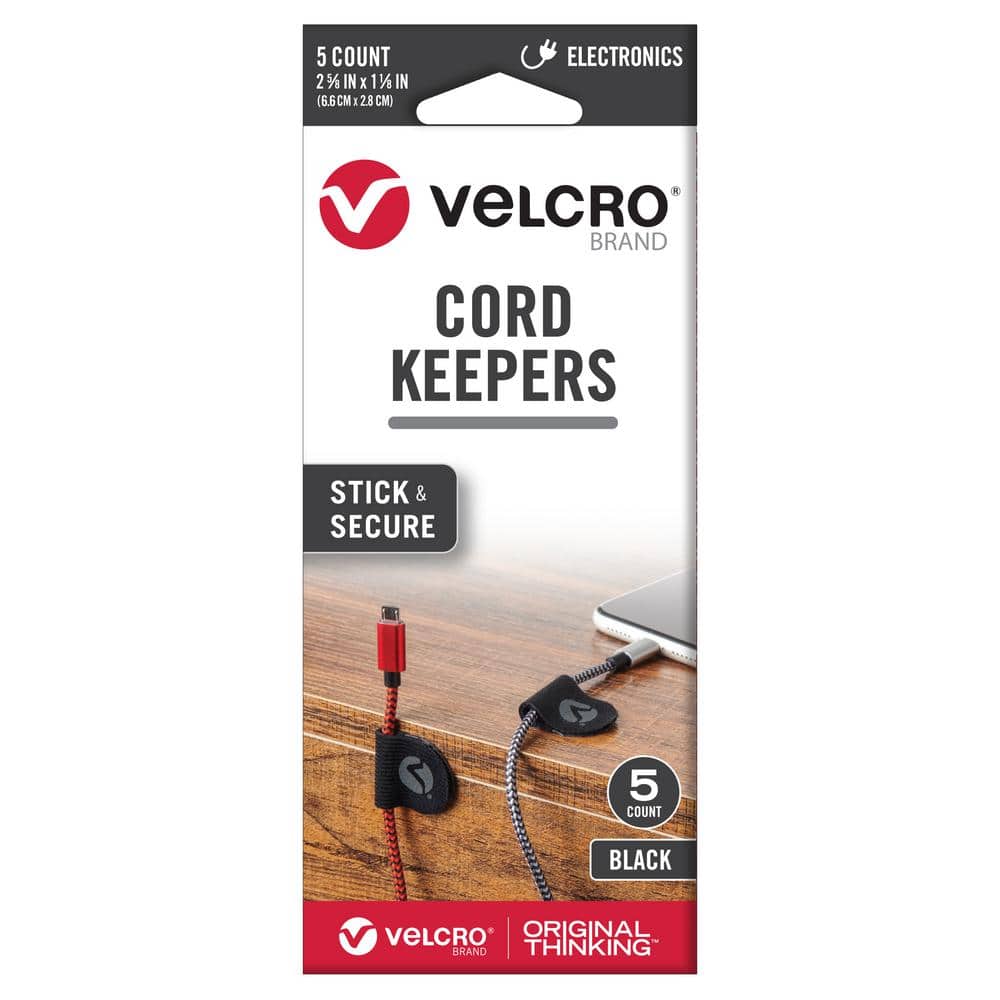 VELCRO 2-5/8 in. x 1-1/8 in. 5 ct 6/24 Cord Keepers Black VEL-30820-USA -  The Home Depot