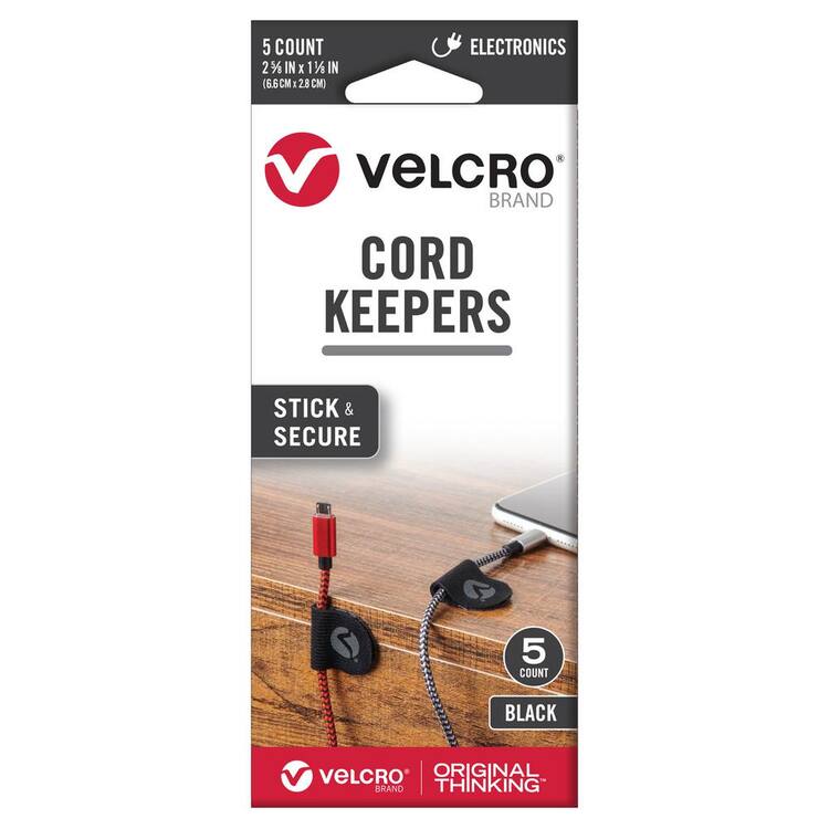 VELCRO 2-5/8 in. x 1-1/8 in. 5 ct 6/24 Cord Keepers Black