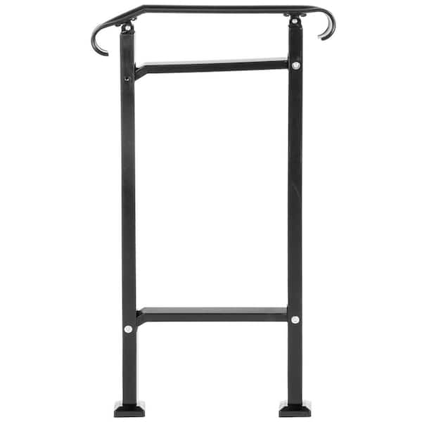SVOPES Outdoor Stair Railing, 37.8 in. x 22 in., Black, Adjustable 1-2 Step Wrought Iron Handrail, Stair Railing Kit