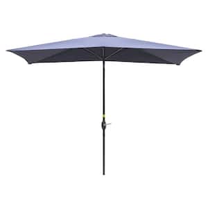 10 ft. Patio Aluminum Pole Rectangular Market Umbrella in Navy Blue