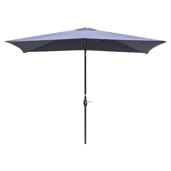 Kadehome 10 ft. Patio Aluminum Pole Rectangular Market Umbrella in Navy Blue