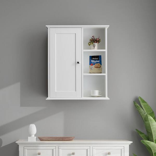 Jaela 23 1/2W 2-Door White Wood Bathroom Storage Cabinet - #781H0