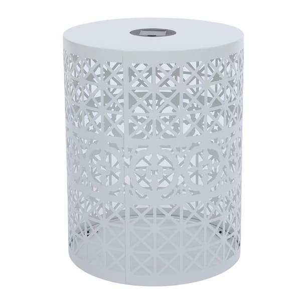 Tenleaf Cranbrook White Iron Round 16.5 in. Outdoor Accent Side Table